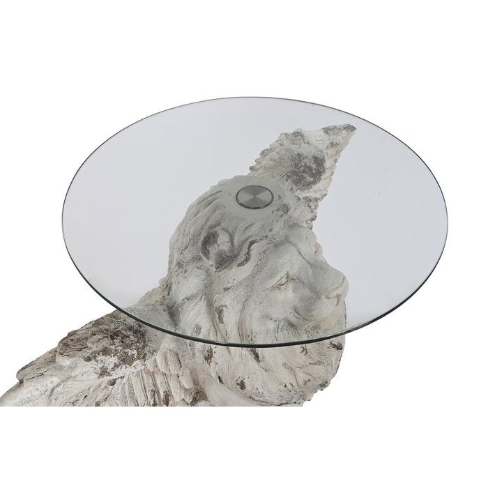 DKD Home Decor Mesita Auxiliar Magnesia Leon Alado Gris