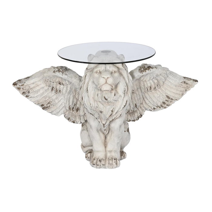DKD Home Decor Mesita Auxiliar Magnesia Leon Alado Gris