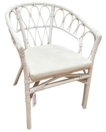 DKD Home Decor Silla de Ratán y Poliéster Blanco