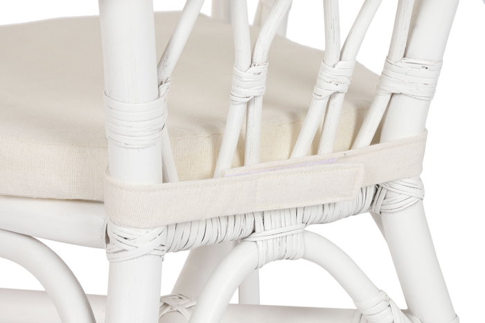 DKD Home Decor Silla de Ratán y Poliéster Blanco DKD Home Decor Silla de Ratán y Poliéster Blanco