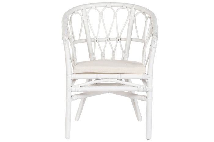 DKD Home Decor Silla de Ratán y Poliéster Blanco DKD Home Decor Silla de Ratán y Poliéster Blanco