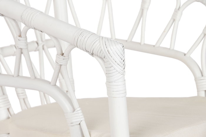 DKD Home Decor Silla de Ratán y Poliéster Blanco DKD Home Decor Silla de Ratán y Poliéster Blanco