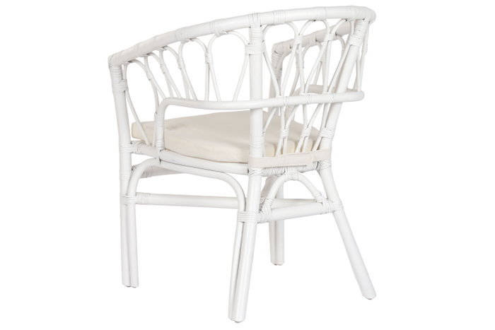 DKD Home Decor Silla de Ratán y Poliéster Blanco DKD Home Decor Silla de Ratán y Poliéster Blanco