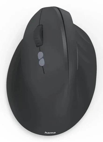 Hama EWM-500L Ratón Inalámbrico Ergonómico Vertical para Zurdos, 1800 DPI Ajustable, 7 Botones, Conexión RF 2.4 GHz, Color Negro