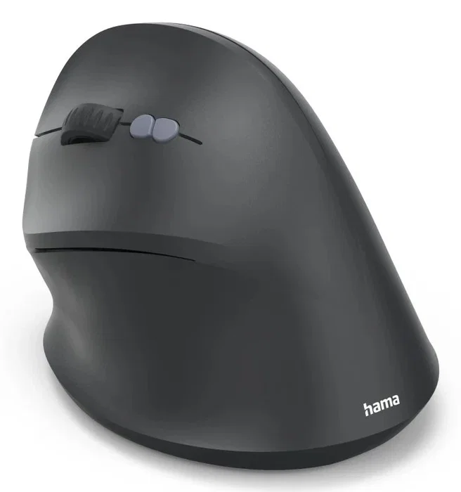 Hama EWM-500L Ratón Inalámbrico Ergonómico Vertical para Zurdos, 1800 DPI Ajustable, 7 Botones, Conexión RF 2.4 GHz, Color Negro