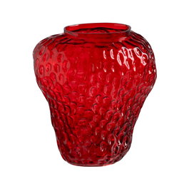 Jarrón Fresa Rojo Cristal Decoración 23 X 19 X 25 cm