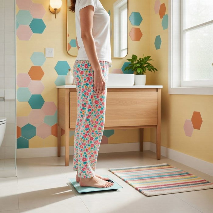 BLAUPUNKT Báscula de Baño Digital con Indicador de Temperatura y Superficie de Cristal Extraplano