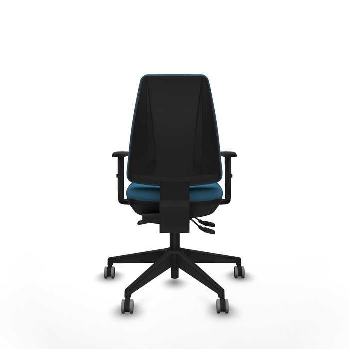 Silla de oficina Elche con mecanismo Asincro tapizada con Tela color Verde petróleo. Equipada con Base piramidal negra, Brazos 1D y Ruedas 65 mm parqué Silla de oficina Elche con mecanismo Asincro tapizada con Tela color Verde petróleo. Equipada con Base piramidal negra, Brazos 1D y Ruedas 65 mm parqué