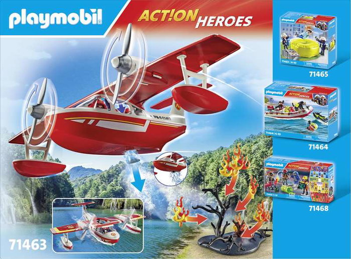 Playmobil Hidroavión de Bomberos Action con Figuras y Accesorios Incluidos