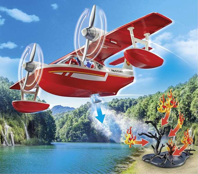 Playmobil Hidroavión de Bomberos Action con Figuras y Accesorios Incluidos