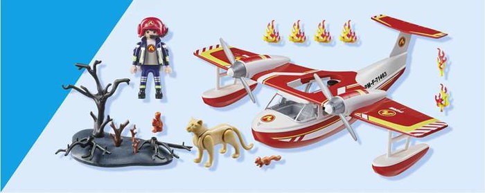 Playmobil Hidroavión de Bomberos Action con Figuras y Accesorios Incluidos