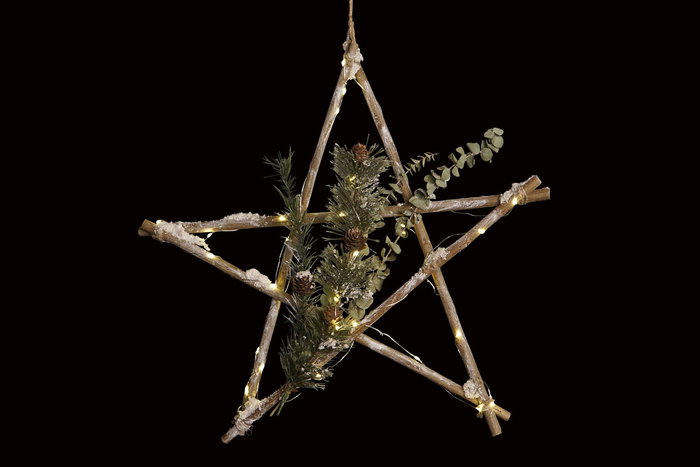 DKD Home Decor Decoración Colgante Navidad Alpina, Madera y LED, Marrón, 6 x 50 x 50 cm (2 Unidades) DKD Home Decor Decoración Colgante Navidad Alpina, Madera y LED, Marrón, 6 x 50 x 50 cm (2 Unidades)