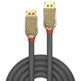 LINDY 36298 Cable DisplayPort a DisplayPort 1.2, 20 m, 4K @ 60 Hz 4096x2160, 10.8 Gbit/s, Conectores Chapados en Oro, Gris