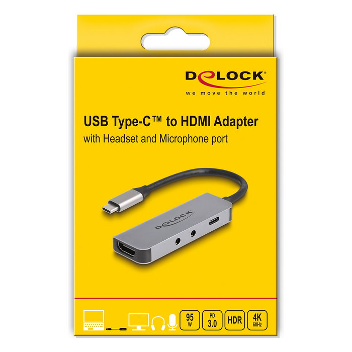 DeLOCK Adaptador USB Type-C™ a HDMI 4K 60 Hz, Headset y USB PD 95 W 61064 DeLOCK Adaptador USB Type-C™ a HDMI 4K 60 Hz, Headset y USB PD 95 W 61064