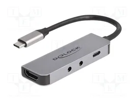 DeLOCK 61064 Adaptador USB Type-C™ a HDMI 4K 60 Hz, USB-C PD 95 W y Jack 3,5 mm