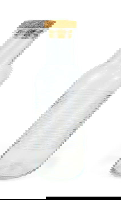 Santa Clara Botella de Vidrio 1 Litro con Tapa de Corcho, Rayas Horizontales, Color Santa Clara (12 Unidades)