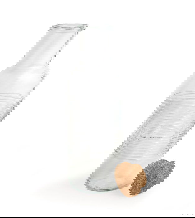 Santa Clara Botella de Vidrio 1 Litro con Tapa de Corcho, Rayas Horizontales, Color Santa Clara (12 Unidades)