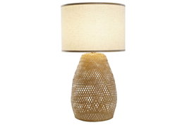 DKD Home Decor Lámpara de Sobremesa Bambú y Poliéster Natural