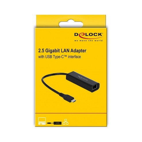 DeLOCK Adaptador de red USB Tipo C a Ethernet 2,5 Gigabit LAN 1 x RJ45