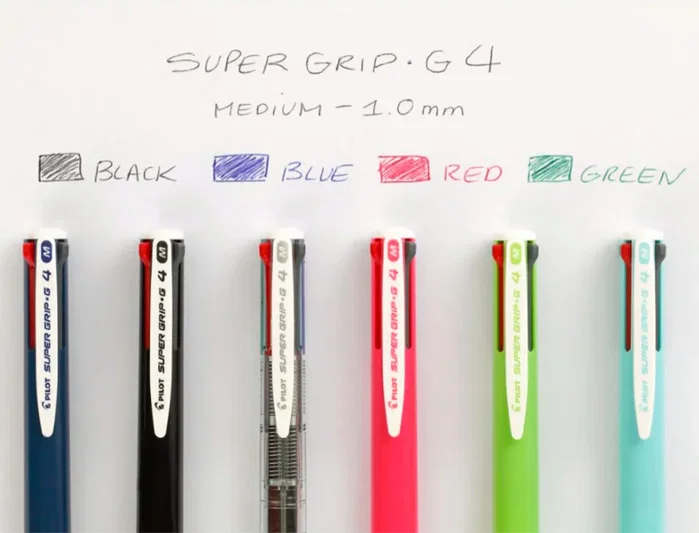 Pilot Bolígrafo Super Grip G Retráctil 4 Colores Sujeción de Caucho Tinta Base de Aceite Cuerpo Color Negro Pilot Bolígrafo Super Grip G Retráctil 4 Colores Sujeción de Caucho Tinta Base de Aceite Cuerpo Color Negro
