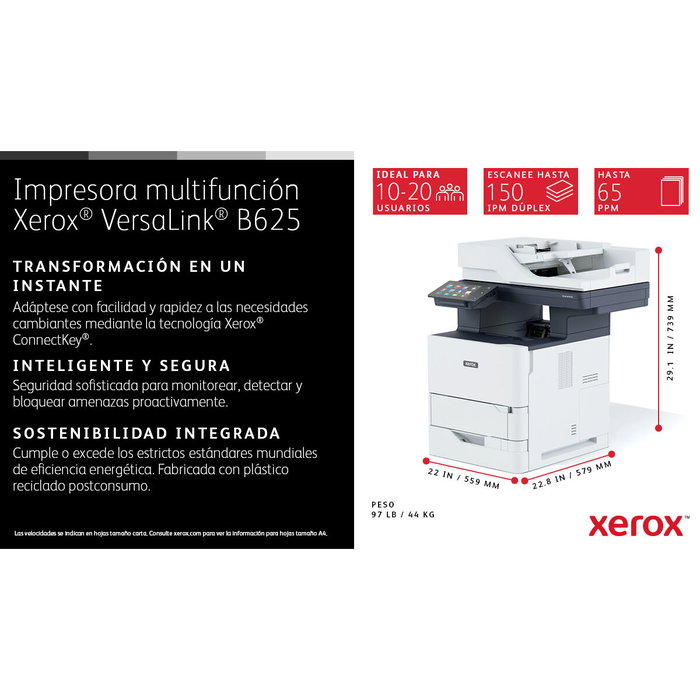 Xerox VersaLink B625V_DN Multifunción Láser Monocromo A4 Xerox VersaLink B625V_DN Multifunción Láser Monocromo A4