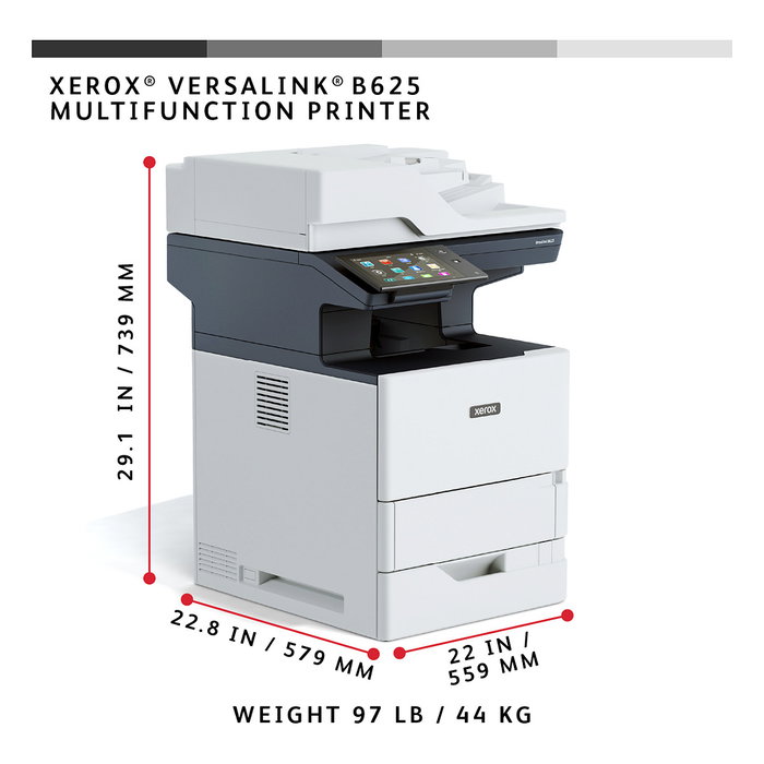 Xerox VersaLink B625/DN Láser Multifunción A4 Negro/Gris 61 ppm Copiadora Impresora Escáner Fax Dúplex USB LAN WiFi