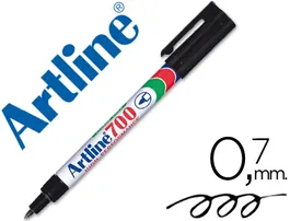 Artline EK-700 Rotulador Permanente Negro Punta Redonda 0.7 mm para Papel, Metal y Cristal