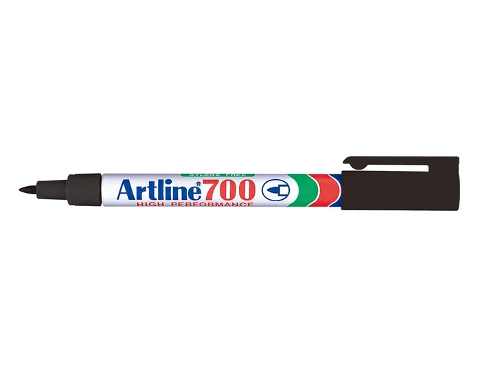 Artline EK-700 Rotulador Permanente Negro Punta Redonda 0.7 mm para Papel, Metal y Cristal
