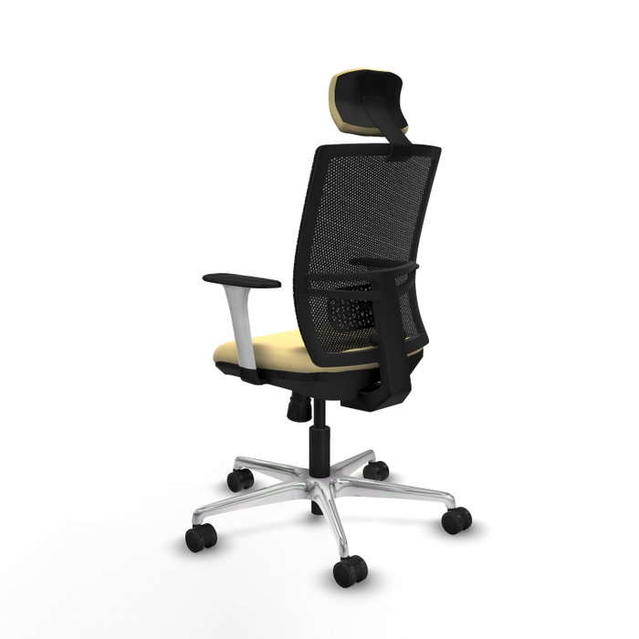 PIQUERAS Y CRESPO Silla de oficina Yunquera con mecanismo Sincro, Crema y Negro
