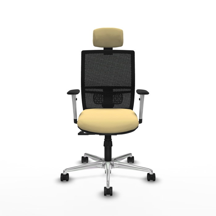 PIQUERAS Y CRESPO Silla de oficina Yunquera con mecanismo Sincro, Crema y Negro