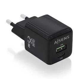 Aisens Cargador de Pared GaN ASCH-25W2P015-BK 25W 1xUSB Tipo-C 1xUSB Negro