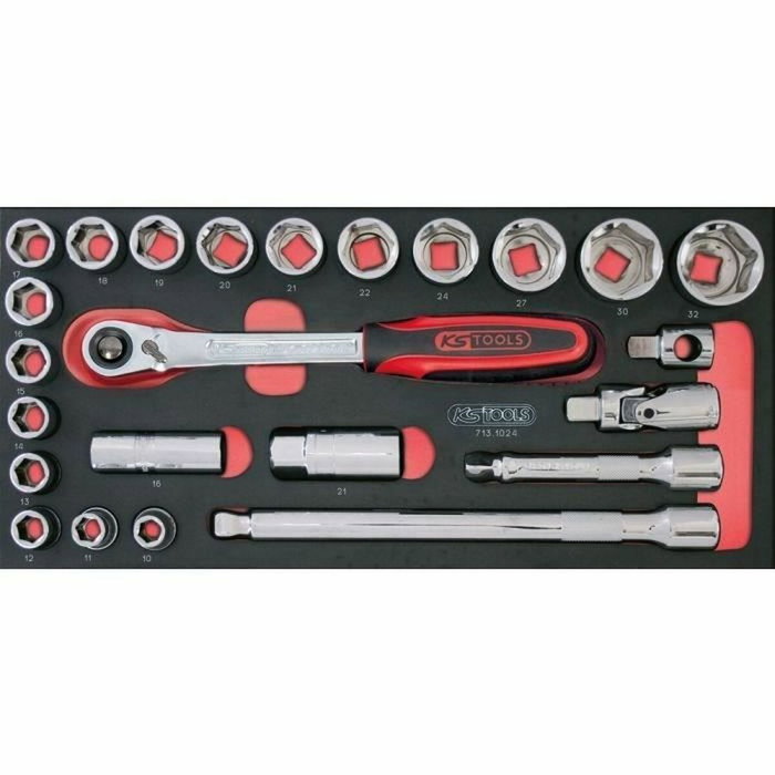 KS TOOLS 714.0158 Juego de herramientas de 3 cajones para carro, 158 piezas