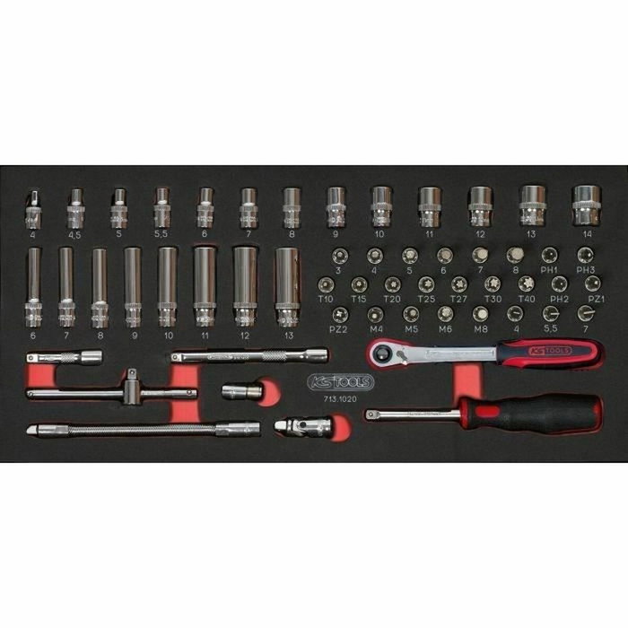 KS TOOLS 714.0158 Juego de herramientas de 3 cajones para carro, 158 piezas