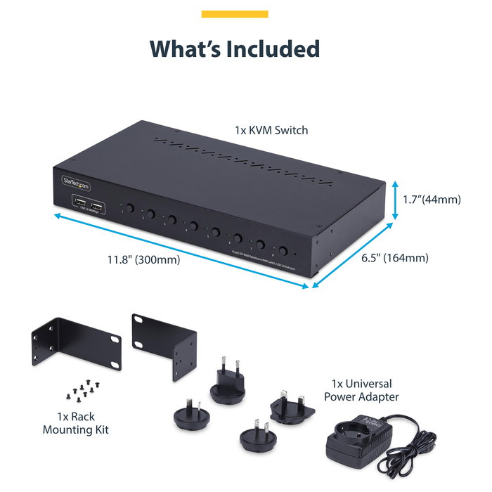 StarTech 8-Port DisplayPort KVM Switch 4K 60Hz 1U Rackmount StarTech 8-Port DisplayPort KVM Switch 4K 60Hz 1U Rackmount