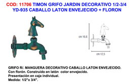 Grifo de lluvia decorativo para jardín YD935 caballo y flor 1/2-3/4