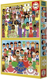 EDUCA BORRAS Puzzle 2x100 Piezas Niñas de América y África