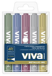 Rotulador Permanente Molin Metalico Surtidos Blister De 5