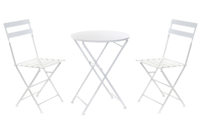 DKD Home Decor Mesa Terraza Y Jardin Metal Blanco 60 x 71 x 60 cm Set de 3
