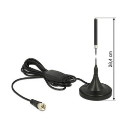DeLOCK Antena DAB+ Omnidireccional con Conector Tipo F y Base Magnética Negra