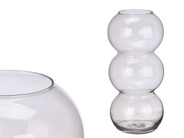 Giftdecor Jarrón Cristal Triple Esfera Gris 38cm