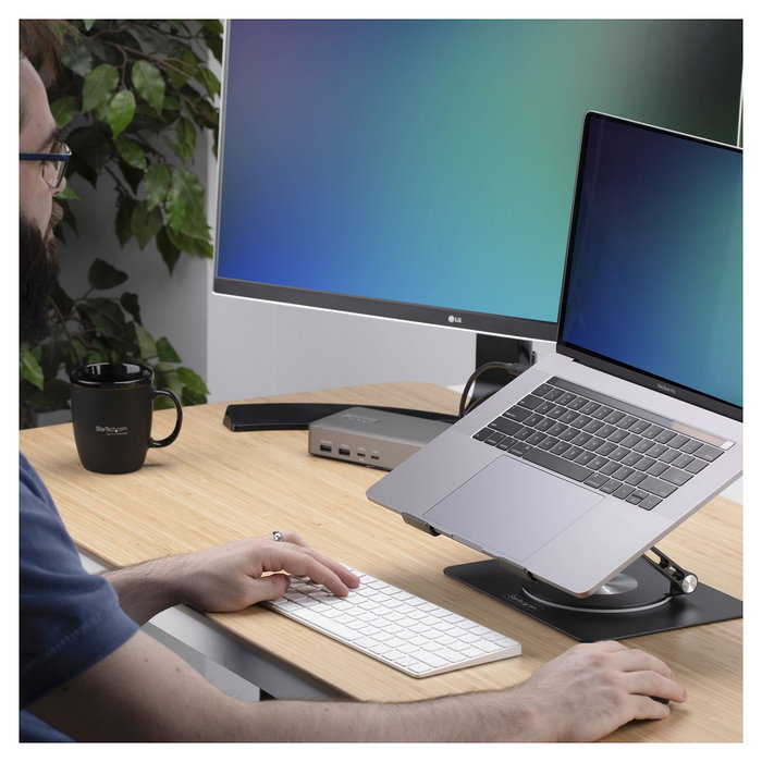 StarTech.com Soporte Elevador de Ordenador Portátil ATFR-LAPTOP-RISER Plata de Aluminio de 360°