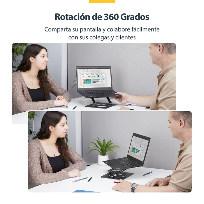 StarTech.com Soporte Elevador de Portátil con Base Giratoria de 360°, Plata