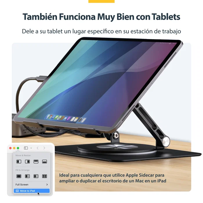 StarTech.com Soporte Elevador de Portátil con Base Giratoria de 360°, Plata
