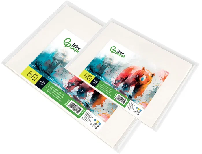 Liderpapel Papel de Dibujo Acuarela 297x420mm 300g/m2 Pack de 6 Hojas