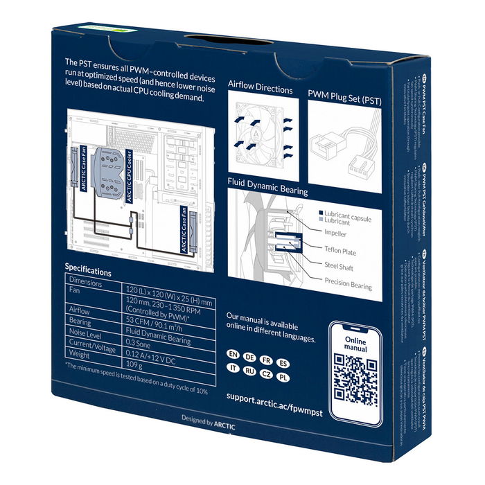 ARCTIC Ventilador F12 PWM PST 120mm PWM Negro para Ordenador