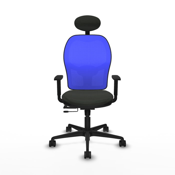 PIQUERAS Y CRESPO Silla de oficina Jorquera con mecanismo Sincro/Traslack, Tela Negra y Malla Azul