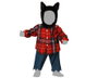 Disfraz Hombre Lobo Niños Bebé 12-24 Meses - Halloween, Camisa Roja a Cuadros y Gorro con Orejas Peludas, Pantalón Azul