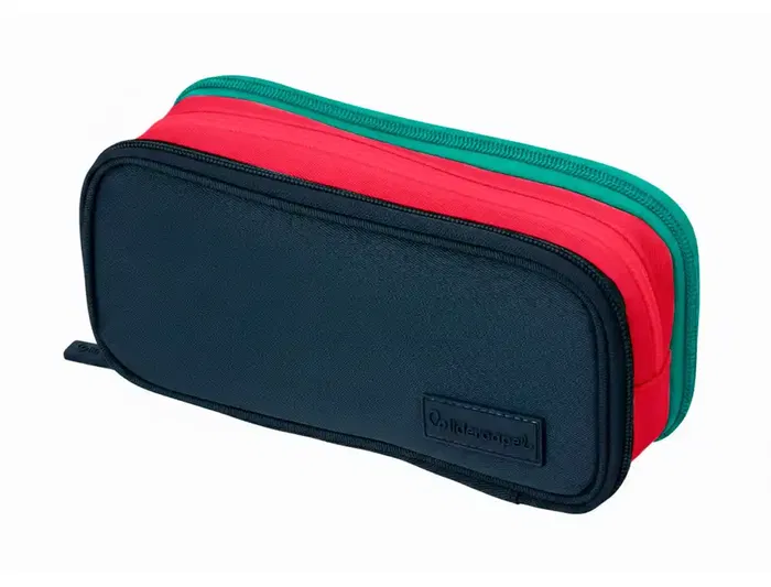 Liderpapel Estuche Portatodo Funky con 3 Cremalleras y Aperturas Laterales, 220 x 100 x 65 mm, Colores Surtidos, Expositor 6 Unidades, Ideal para Estudiantes y Profesionales