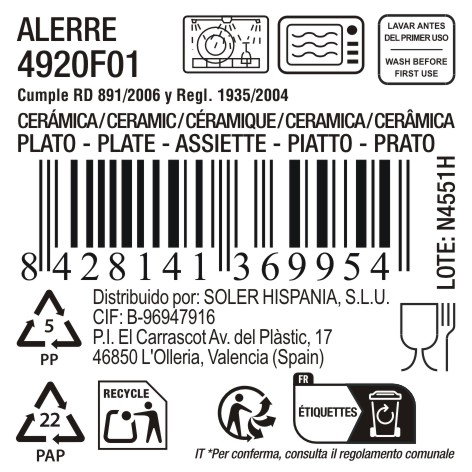 La Mediterranea Plato Hondo Alerre de 18 unidades