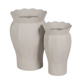 Ixia Set de 2 Maceteros Decorativos Blancos de Metal